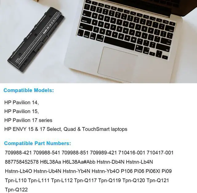 Alt view image 5 of 5 - Futurebatt PI06 PI09 710416-001 710417-001 Laptop Battery for HP Pavilion 14-E000 15 15-E000 15t-e000 17-E000 Envy 14 15 15T 17 M7 Touchsmart 17-J000 Notebook