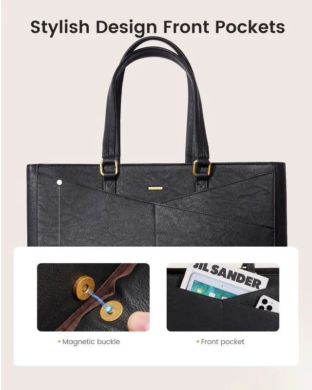 Alt view image 5 of 5 - LOVEVOOK Lunch Bag, Tote Bag for Women with Insulated Lunch Compartment, Laptop Work Tote Bag for Teacher, Nurse, Travel, College, Daily,15.6 Inch