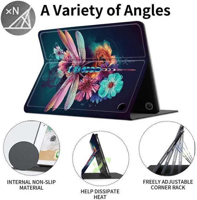 Alt view image 3 of 5 - Case for Amazon Kindle Fire Max 11 Tablet (13th Generation, 2023 Release) 11", Slim PU Leather Stand Cover with Auto Wake/Sleep for All-New Fire 11 Max Tablet,Beautiful Dragonfly