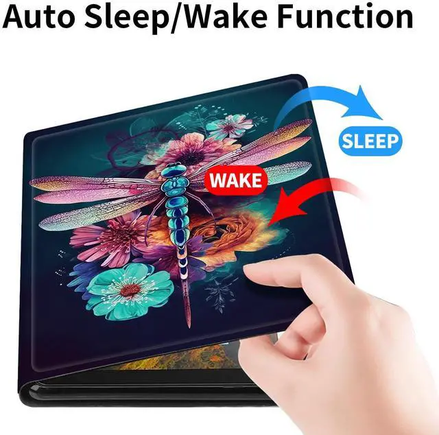 Alt view image 4 of 5 - Case for Amazon Kindle Fire Max 11 Tablet (13th Generation, 2023 Release) 11", Slim PU Leather Stand Cover with Auto Wake/Sleep for All-New Fire 11 Max Tablet,Beautiful Dragonfly