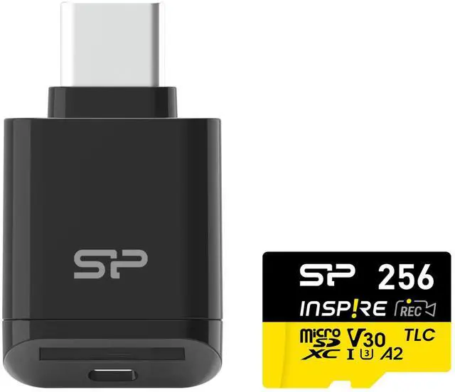 Main image of Silicon Power 256GB Inspire UHS-1(U3) A2 TLC Micro SDXC Memory Card with USB Reader SP256GBSTXLA2VC2 NOT Compatible with Switch2
