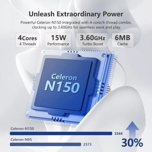 Alt view image 2 of 5 - 2025 17.3 Inch Laptop, 16GB DDR4 512GB SSD Gaming Laptop, Celeron N150 (4C/4T, Up to 3.6GHz) Laptop Computer, WiFi 5 BT 4.2, Backlit Keyboard, 6Hr Battery, USB 3.0, HDMI, Win 11 Pro Business Laptop