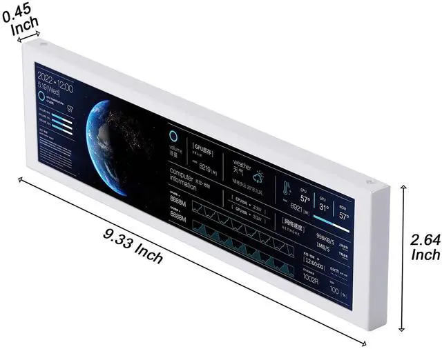 Alt view image 4 of 4 - Yoqanr 8.8" Sensor Panel PC Temperature Display,Computer Temp Monitor, PC Accessories,Type-C+PH Interface,Mini Computer Secondary Screen Monitoring CPU,RAM,GPU,SSD Performance and So On(White)