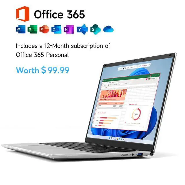 Alt view image 4 of 5 - 15.6 Inch Laptop with Office 365, 4GB RAM, 128GB Storage Expandable 1TB, 5205U Processor, HD Display, Windows 11 Laptops Computer, Wi-Fi 5, BT4.2, Numpad, Type-C, for Business and Students.