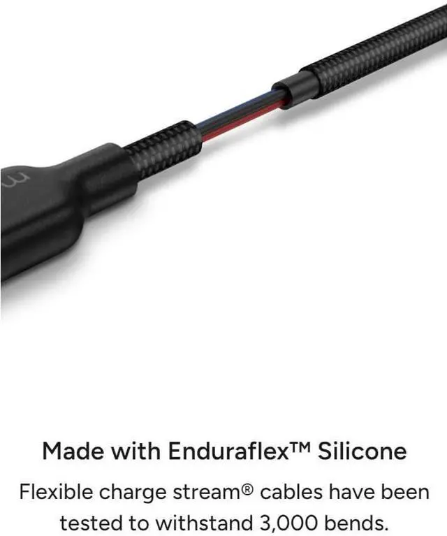 Alt view image 5 of 5 - Mophie Charge Stream USB-C to USB-C 1m/3ft Cable - 60W Power Delivery, Enduraflex Silicone, Ultra-Durable Braided Design for Everyday Use