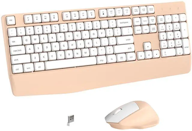 Main image of Links9+ Wireless Keyboard and Mouse Combo, Full-Sized 104 Keys 2.4GHz Wireless Keyboard with Palm Rest and Wireless Mouse for Windows, Mac OS PC/Computer/Laptops/Desktops(Milk Tea)