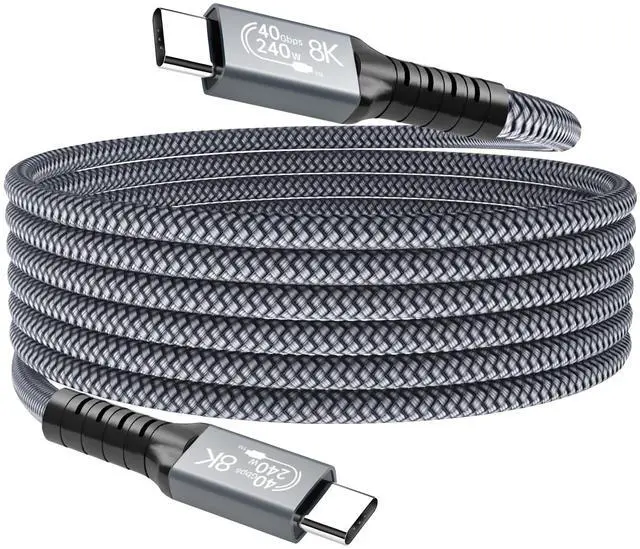 Main image of LanSenSu 240W USB4 Cable, 40GBps Data Transmission, 240W (48V5A) PD Super Fast Charge, 8K@60Hz HD Extension for Thunderbolt 4, Mobile Phone, Notebook, MAC, SSD, PD3.1 and QC4.0 (5FT, 1Pack)