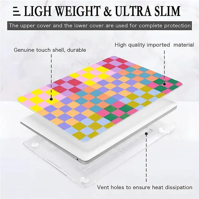 Alt view image 2 of 5 - SEized Compatible with MacBook Air 15.3 inch Case 2023 Release M2 A2941,Happy Colorful Checkerboard Hard Plastic Shell Cover Case