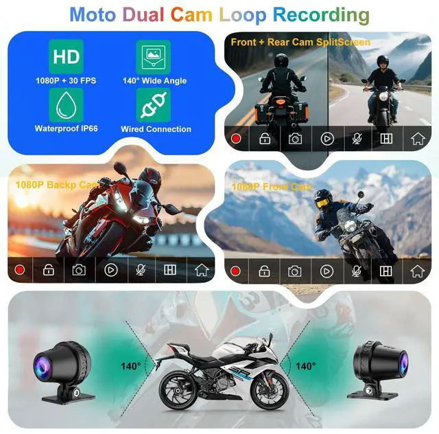 Alt view image 5 of 5 - FancyTiger MT700 Pro Portable Wireless Motorcycle Carplay & Android Auto Screen, Motorcycle Dash Cam/Camera, Motorbike TPMS, 7" Moto Carplay GPS Waterproof Touch Screen, Quick-Release Magnetic Mount