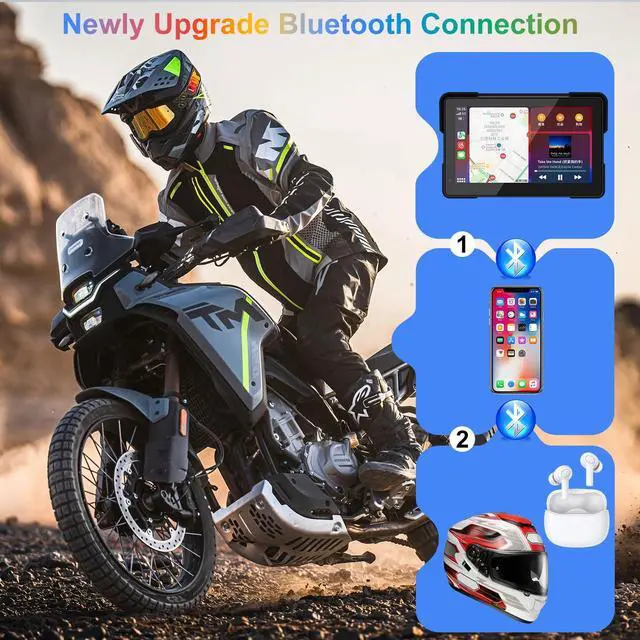 Alt view image 4 of 5 - FancyTiger MT700 Pro Portable Wireless Motorcycle Carplay & Android Auto Screen, Motorcycle Dash Cam/Camera, Motorbike TPMS, 7" Moto Carplay GPS Waterproof Touch Screen, Quick-Release Magnetic Mount