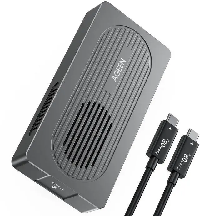 Main image of AGEEN 80Gbps M.2 NVMe SSD Enclosure for USB4 V2.0, USB4 V1.0- External NVMe Enclosure with Active Cooling Fan, Backward Compatible USB 3.2/3.1/3.0