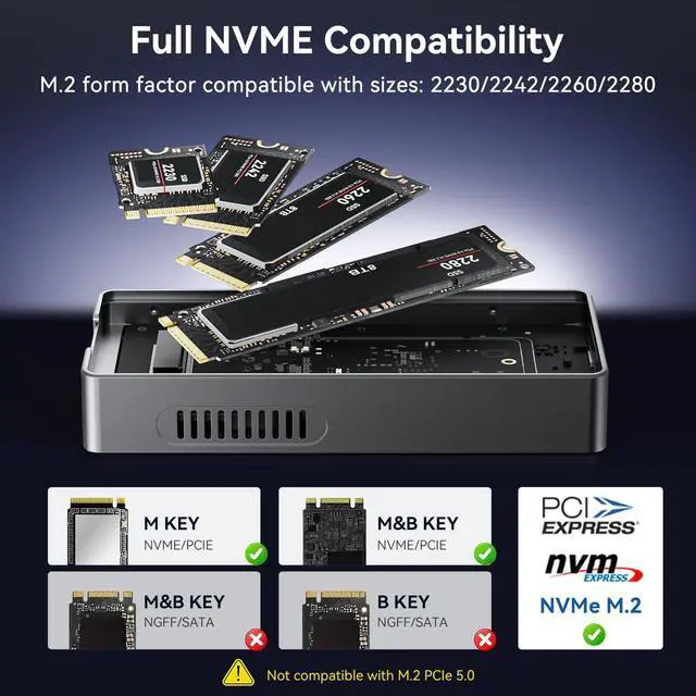 Alt view image 5 of 5 - AGEEN 80Gbps M.2 NVMe SSD Enclosure for USB4 V2.0, USB4 V1.0- External NVMe Enclosure with Active Cooling Fan, Backward Compatible USB 3.2/3.1/3.0