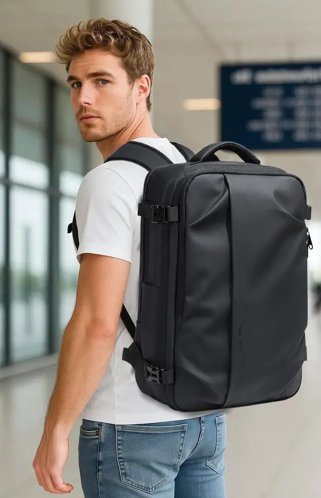 Alt view image 2 of 5 - Cusangel vacuum backpack travel with pump compression,18in vac travel 45L expandable 60L capacity laptop,multiple pockets Flight Carry-On XL (Casual Vac-backpack)