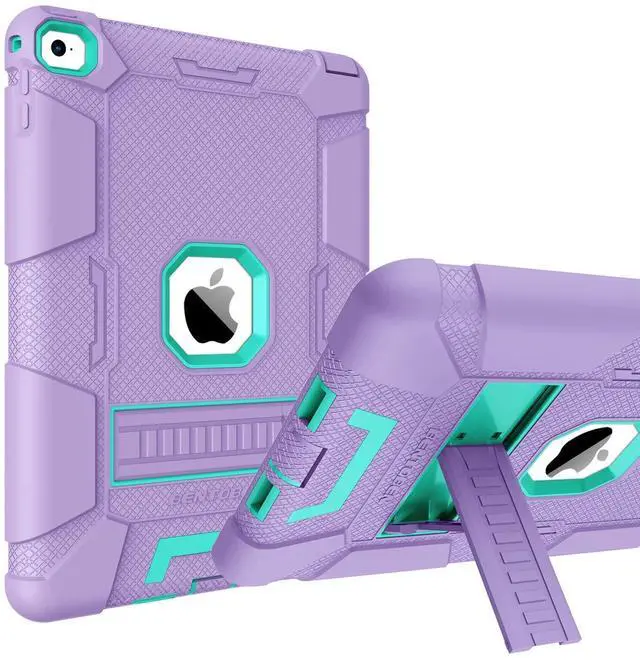 Main image of BENTOBEN Case for iPad Air 2, Hybrid Shockproof Cases with Kickstand Rugged Triple-Layer Shock Resistant Drop Proof Protective Tablet Cover for iPad Air 2 (A1566 A1567) 2014 Released, Purple/Green