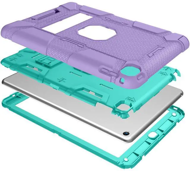 Alt view image 5 of 5 - BENTOBEN Case for iPad Air 2, Hybrid Shockproof Cases with Kickstand Rugged Triple-Layer Shock Resistant Drop Proof Protective Tablet Cover for iPad Air 2 (A1566 A1567) 2014 Released, Purple/Green