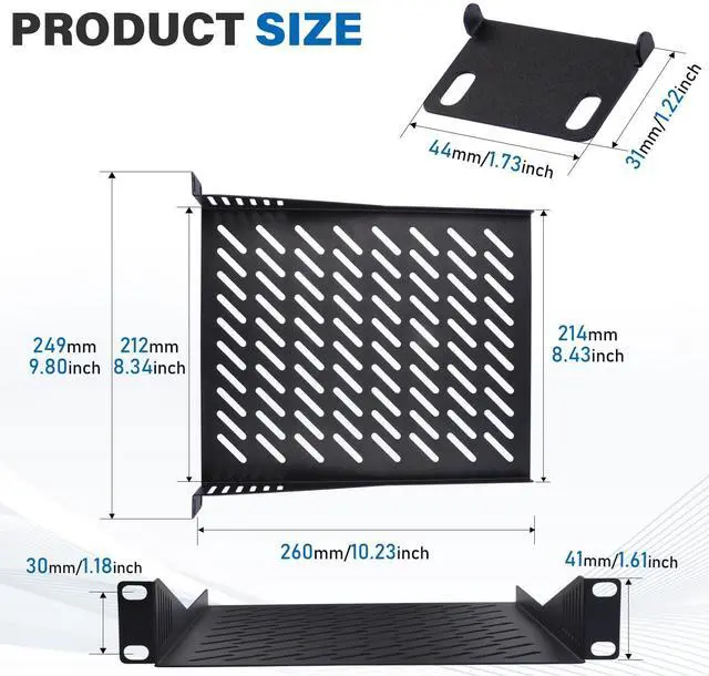 Alt view image 2 of 5 - GeeekPi DeskPi RackMate T2 Accessories 10 inch 1U Rack Shelf, 1U Server Rack Shelf Vented Rack Mount Cantilever Tray for DeskPi Rackmate T2 Network Cabinet