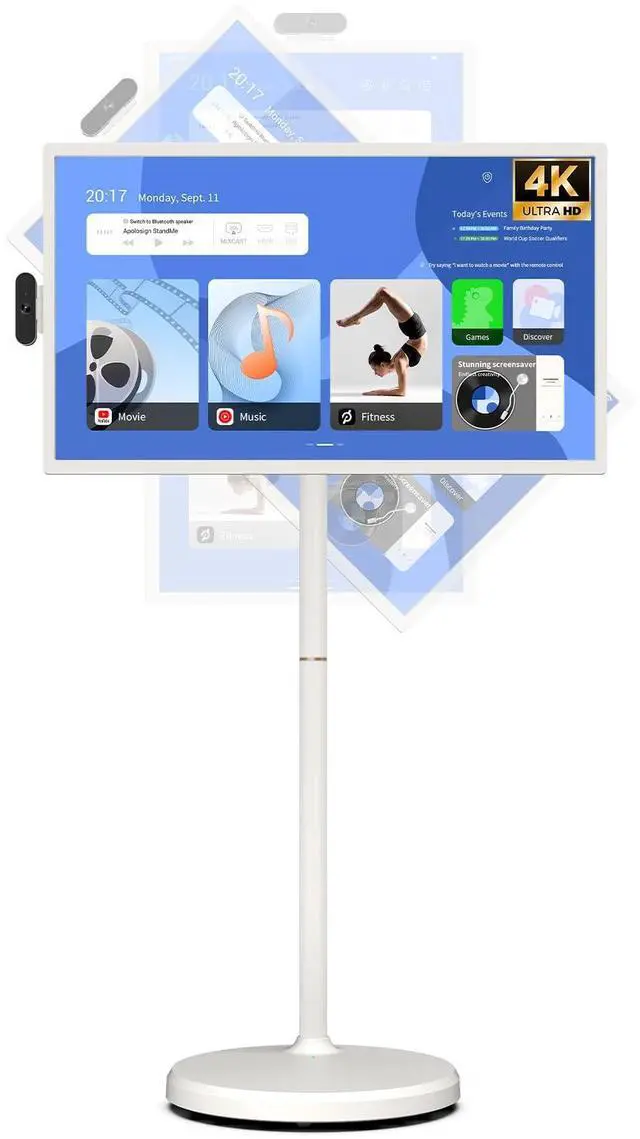 Main image of ApoloSign 32 inch UHD 4K Smart Portable TV Gen2, 16G +256G Storage, Android 14 OS, 15000mAh, Rolling TV on Wheels with Rotatable Touch Screen, Built-in Battery, Full Swivel Rotation, Voice Remote
