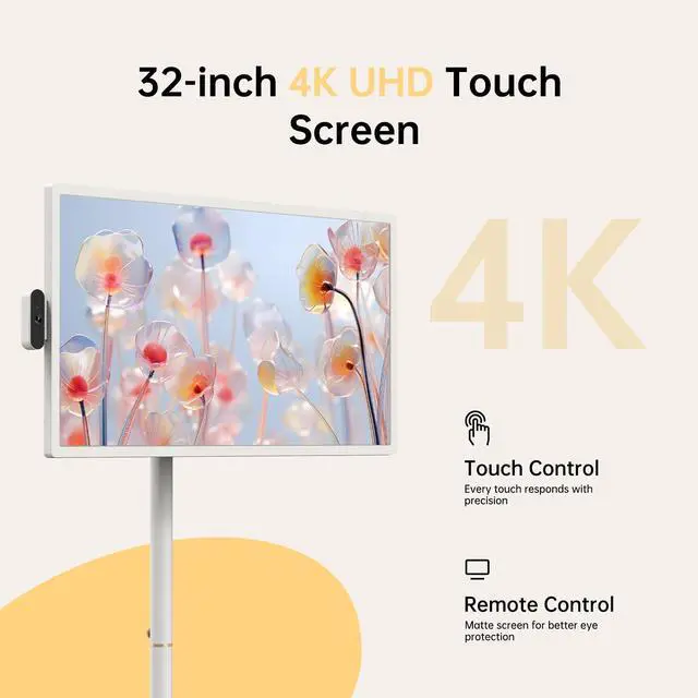 Alt view image 2 of 5 - ApoloSign 32 inch UHD 4K Smart Portable TV Gen2, 16G +256G Storage, Android 14 OS, 15000mAh, Rolling TV on Wheels with Rotatable Touch Screen, Built-in Battery, Full Swivel Rotation, Voice Remote