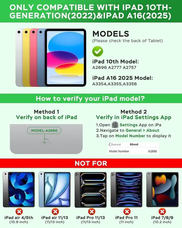 Alt view image 2 of 5 - MERSATM Keyboard Case for iPad (A16) 11th gen 2025 11 inch, 10th Generation 2022 10.9 inch Case with Magnetic Detachable Wireless Keyboard, Multi-Angle Stand Folio Cover with Pencil Holder, Black