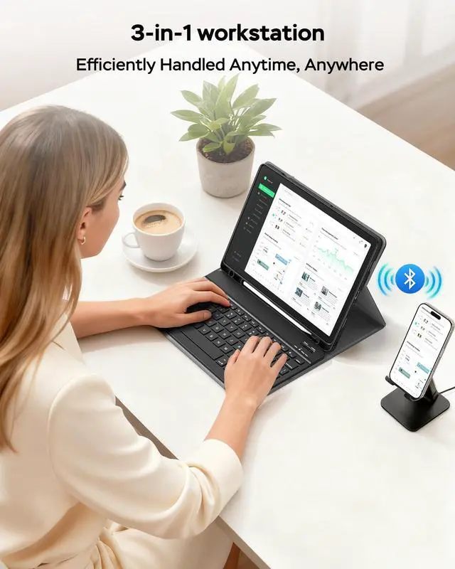 Alt view image 4 of 5 - MERSATM Keyboard Case for iPad (A16) 11th gen 2025 11 inch, 10th Generation 2022 10.9 inch Case with Magnetic Detachable Wireless Keyboard, Multi-Angle Stand Folio Cover with Pencil Holder, Black