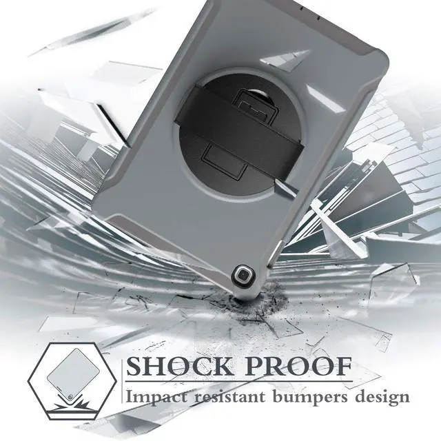 Alt view image 2 of 5 - Dteck Galaxy Tab S5e Case 2019,Heavy Duty Full-Body Rugged Shockproof Protective Case with Rotating Kickstand Hand Strap for Samsung Galaxy Tab S5e 10.5 Inch 2019 Tablet SM-T720/SM-T725,Gray