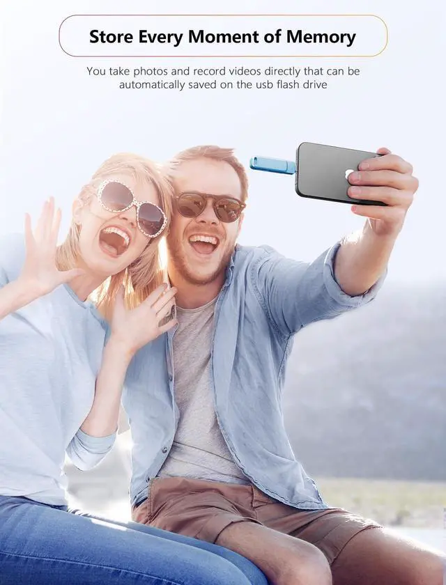 Alt view image 3 of 5 - MFi Certified 256GB Photo Stick for iPhone Flash Drive,USB Memory Stick Thumb Drives High Speed USB Stick External Storage Compatible for iPhone/iPad/Android/PC (Blue)