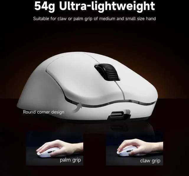Alt view image 2 of 5 - RAWM ES21 Wireless Gaming Mouse, 54g Ultra-Lightweight, PAW 3395 Optical Sensor with 26000 DPI, 6 Programmable Buttons, Gaming Mice for PC/Laptop/Mac