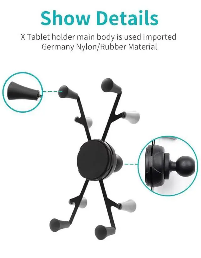 Alt view image 4 of 5 - Strg Tablet Mount with Composite Double Socket Arm(Medium) for 6" Tablets, Tablet Holder Compatible with RAM Mount and All B Size 1" Ball Mounts Bases for Motorcycle Bike Car Truck etc
