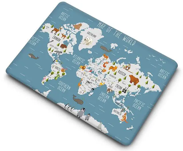 Alt view image 5 of 5 - Laptop Hard Shell Case Compatible with MacBook Air 13.6 inch 2022 Release Model A2681 M2, Plastic Protective Beautifully Designed Hard Shell Case Cover & Keyboard Cover, World map