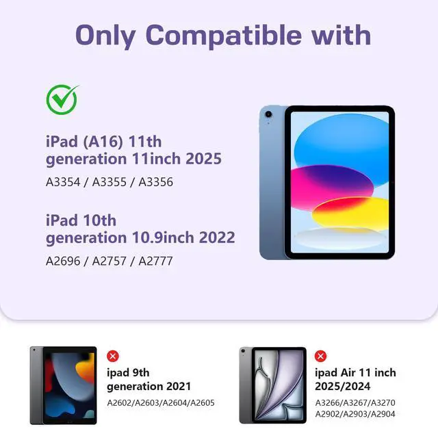 Alt view image 2 of 5 - LEOMARON for iPad (A16) 11th/10th Generation Case with Keyboard, 7-Color Backlit, Detachable Keyboard Case for iPad A16 11 inch 2025 & 10th Gen 10.9 inch 2022, Folio Cover with Pencil Holder, Purple