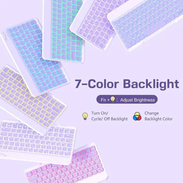 Alt view image 3 of 5 - LEOMARON for iPad (A16) 11th/10th Generation Case with Keyboard, 7-Color Backlit, Detachable Keyboard Case for iPad A16 11 inch 2025 & 10th Gen 10.9 inch 2022, Folio Cover with Pencil Holder, Purple