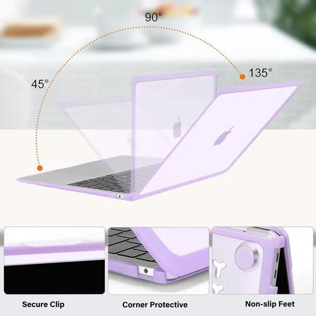 Alt view image 4 of 5 - MOSISO Compatible with MacBook Air 13 inch Case 2022 2021 2020 2019 2018 A2337 M1 A2179 A1932, Soft TPU Bumper Anti-Fingerprint Plastic Hard Case&Keyboard Cover for MacBook Air 13.3, Purple