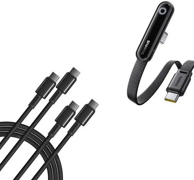 Main image of Baseus USB C Cable, 100W 5A Fast Charging USB C to USB C Cable, Right Angle USB C Charger Cable USB C Cable, 2-Pack 3.3ft 100W 5A Fast Charging USB C to USB C Cable