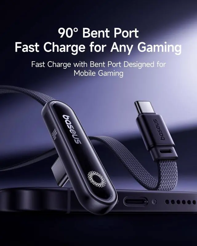Alt view image 2 of 5 - Baseus USB C Cable, 100W 5A Fast Charging USB C to USB C Cable, Right Angle USB C Charger Cable USB C Cable, 2-Pack 3.3ft 100W 5A Fast Charging USB C to USB C Cable