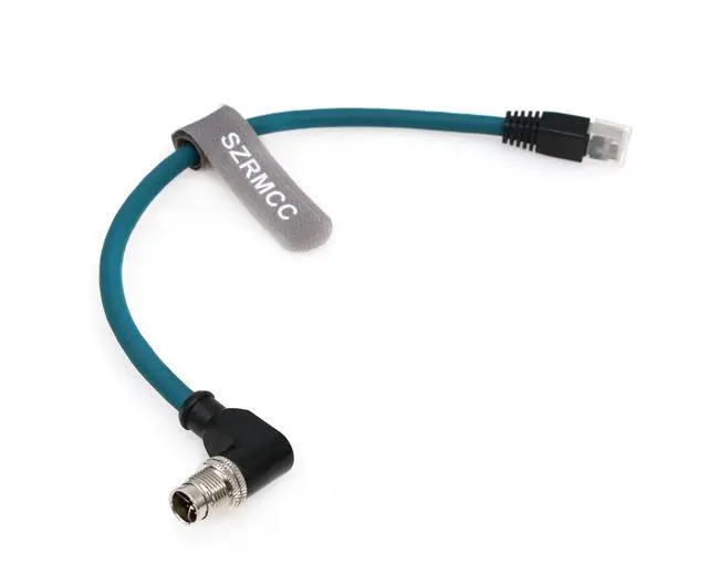 Alt view image 2 of 5 - SZRMCC M12 8 Pin X-Coded Male Right Angle to RJ45 Ethernet Cable Cat7e Gigabit Shielded Waterproof Network Cable for Basler GigE Cognex in-Sight Industrial Camera Vision Sensors (Blue,30CM)