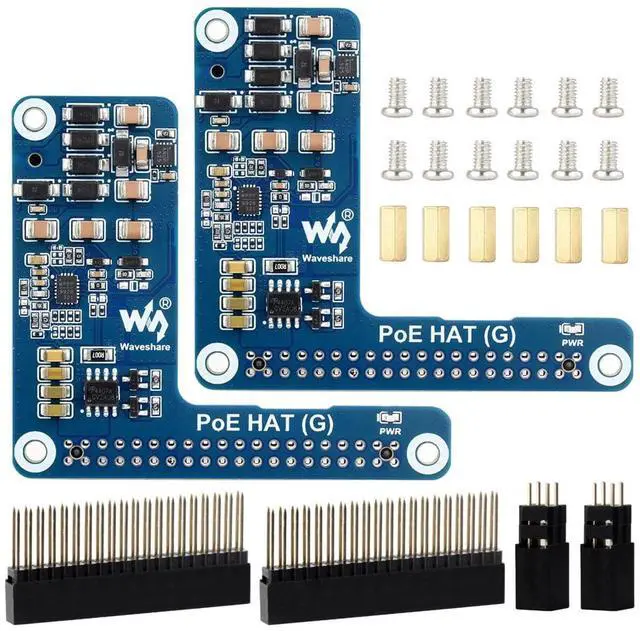 Main image of Waveshare 2PCS PoE HAT (G), Compatible with Raspberry Pi 5, 5V 5A Output, Stable Performance, Supports 802.3af/at Network Standard, Power Over Ethernet HAT (G), Suitable for RPi 5 Official Case