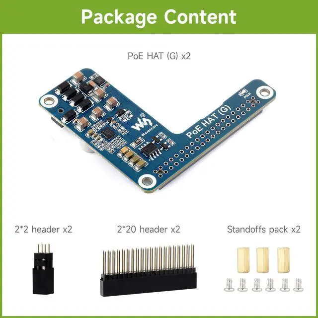 Alt view image 2 of 5 - Waveshare 2PCS PoE HAT (G), Compatible with Raspberry Pi 5, 5V 5A Output, Stable Performance, Supports 802.3af/at Network Standard, Power Over Ethernet HAT (G), Suitable for RPi 5 Official Case
