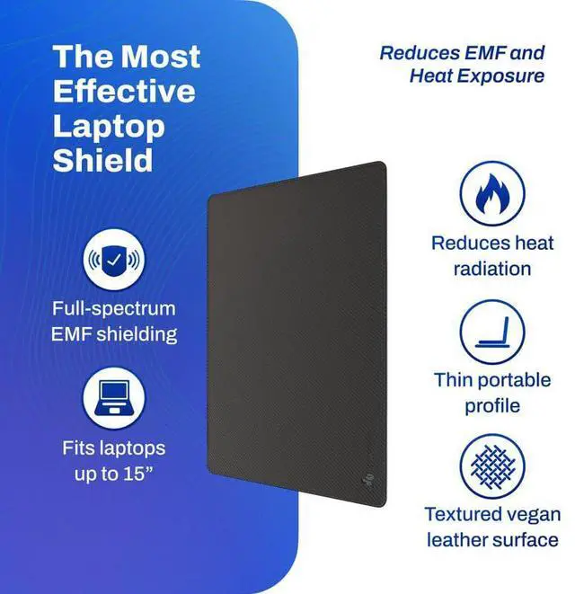 Alt view image 2 of 5 - DefenderShield Laptop Pad for EMF Protection  DefenderPad EMF Blocker Pad That Protects from Battery & Wireless RF Emissions  Durable, Non-Slip Design for Laptops Up to 15  Black