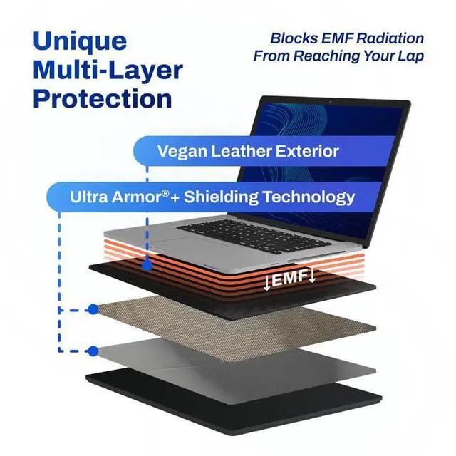 Alt view image 4 of 5 - DefenderShield Laptop Pad for EMF Protection  DefenderPad EMF Blocker Pad That Protects from Battery & Wireless RF Emissions  Durable, Non-Slip Design for Laptops Up to 15  Black