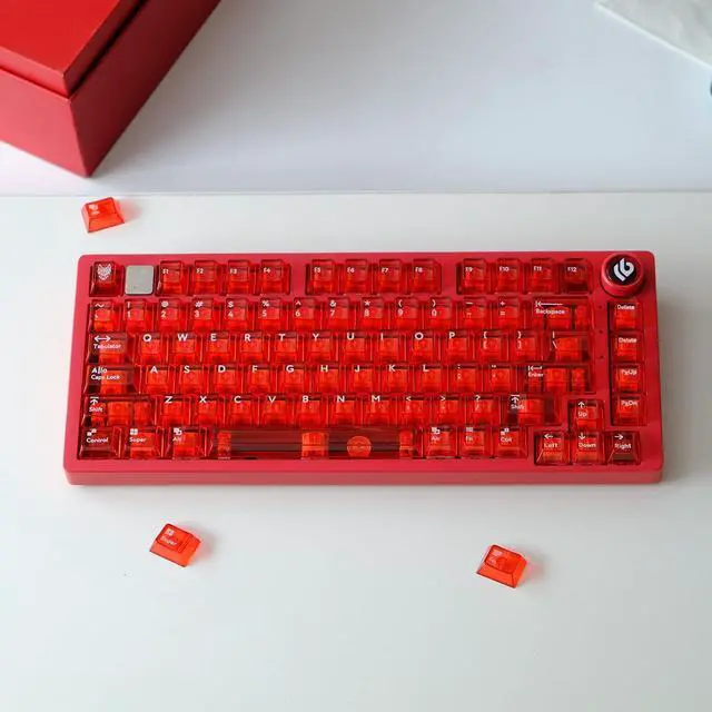 Alt view image 2 of 5 - 114 Keys Transparent Keycaps PC Cherry Profile Red Crystal Clear Keycap Set Fit for Cherry Mx Switches Mechanical Keyboard