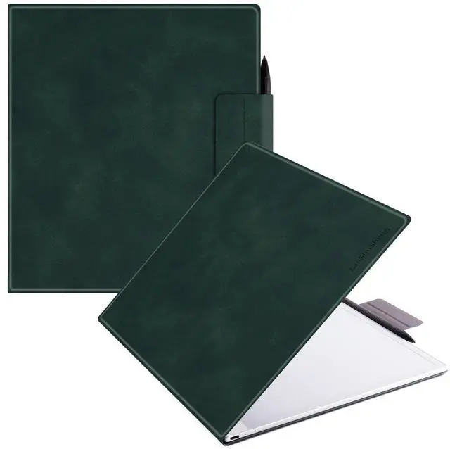 Main image of LaoShuSheng Magnetic Case for 13.3" Onyx Boox Note Max (2024) & 13.3" Boox Tab X C (2025) | Ultra-Thin Lightweight PU Leather | Book Folio Cover | with Pen Clasp | Smart Auto Sleep/Wake | (Green)