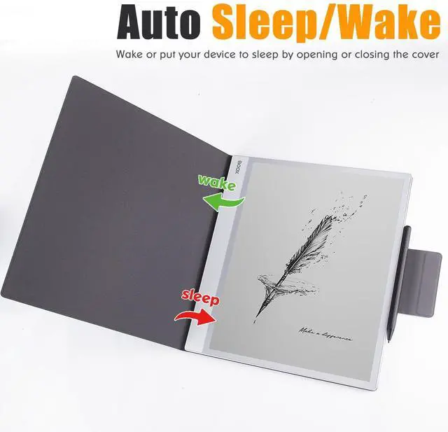 Alt view image 2 of 5 - LaoShuSheng Magnetic Case for 13.3" Onyx Boox Note Max (2024) & 13.3" Boox Tab X C (2025) | Ultra-Thin Lightweight PU Leather | Book Folio Cover | with Pen Clasp | Smart Auto Sleep/Wake | (Green)