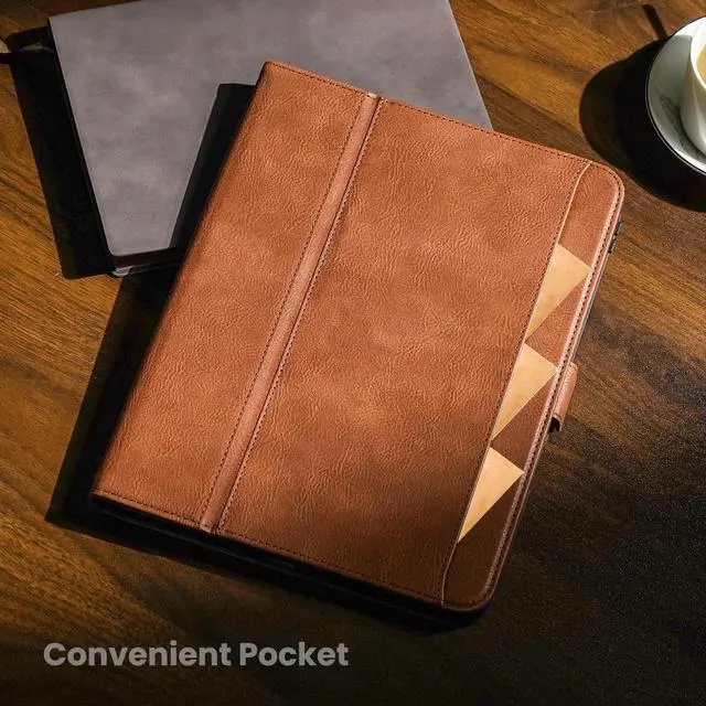 Alt view image 4 of 5 - AsileCuir Handmade Case for iPad Air 13 Inch M3 2025 / M2 2024 A3268 A3269 A2898 A2899 with Pencil Holder Pocket,Multi Angles Stand,Magnetic Closure,Vegan Leather Cover,Auto Sleep/Wake,Brown