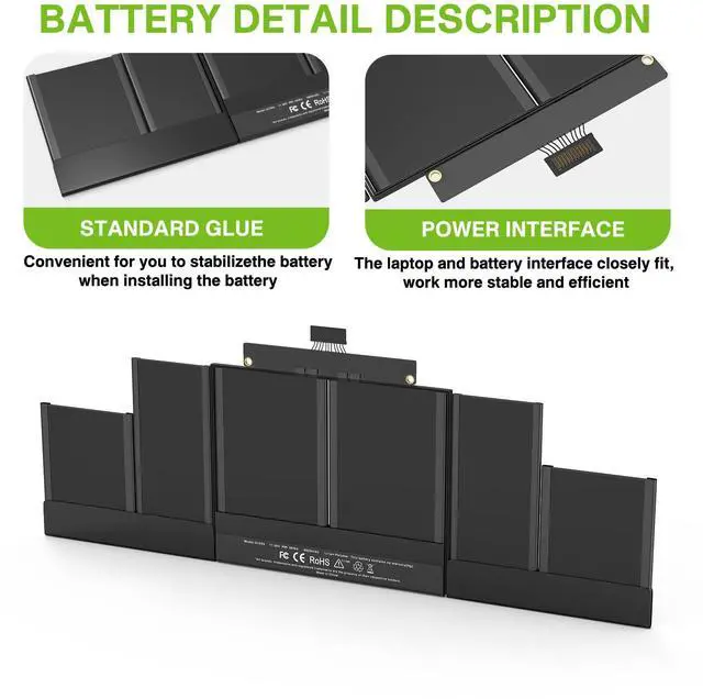 Alt view image 3 of 5 - EFOHANA A1494 Battery A1398 Laptop Battery Replacement for Apple MacBook Pro 15" Inch Retina A1398 (Late 2013 Mid 2014) ME293 ME294 11.26V 99Wh