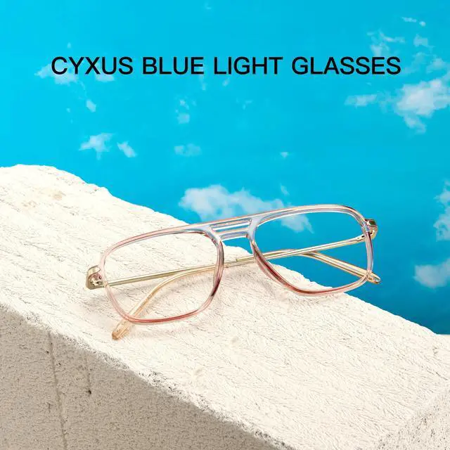 Alt view image 5 of 5 - Cyxus Aviator Blue Light Blocking Glasses for Women Men TR90 Frame Pilot Retro Style Computer Gaming Anti Eye Strain 8186