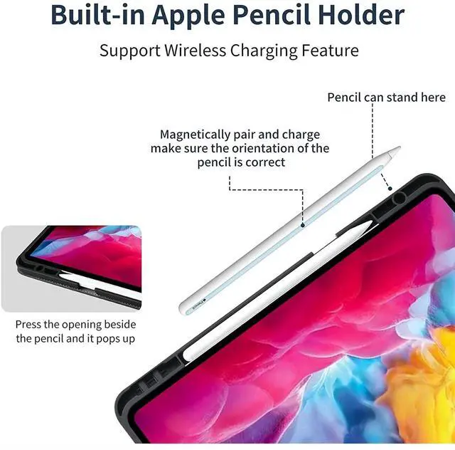 Alt view image 4 of 5 - Gexmil Genuine Leather Case for iPad mini 7 (A17 Pro) 2024 / iPad mini 6 Generation 2021 8.3 Inch,Pencil Holder,Shockproof Cowhide Cover,Auto Sleep/Wake,Pencil 2 Wireless Charging,Sand Dark Brown