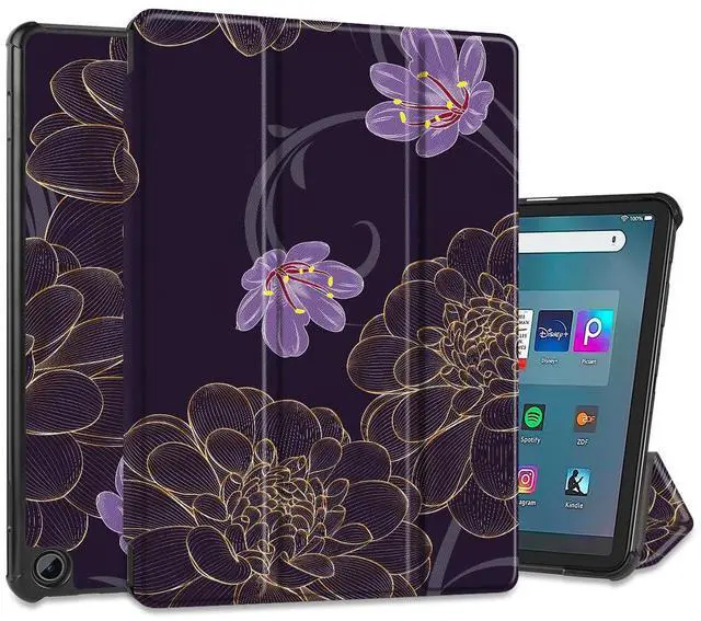 Main image of Mektron Amazon Fire Max 11 INCH Case 2023 Release (Compatible with 13th Gen Tablet), Black Hard Cover with Auto Wake/Sleep, Multi-Angle Stand Protective Case for Fire 11,Golden Dahlia Flowers