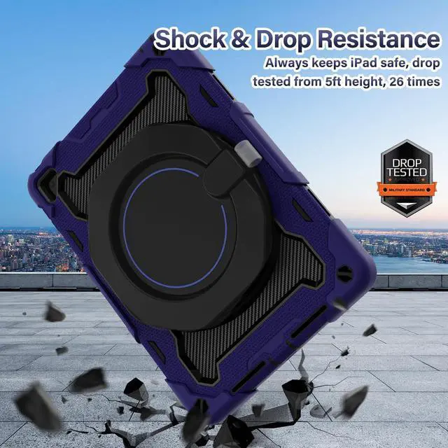 Alt view image 2 of 5 - ROISKIN for iPad 6th 5th Generation Case 9.7 Inch, Pro 9.7, Air 2 with 360 Kickstand Hand Strap [Screen Protector, 15ft Drop Protection] Heavy Duty Air 2 /Pro 9.7 / iPad 6th 5th Gen Case for Kids