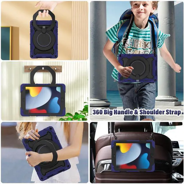 Alt view image 3 of 5 - ROISKIN for iPad 6th 5th Generation Case 9.7 Inch, Pro 9.7, Air 2 with 360 Kickstand Hand Strap [Screen Protector, 15ft Drop Protection] Heavy Duty Air 2 /Pro 9.7 / iPad 6th 5th Gen Case for Kids