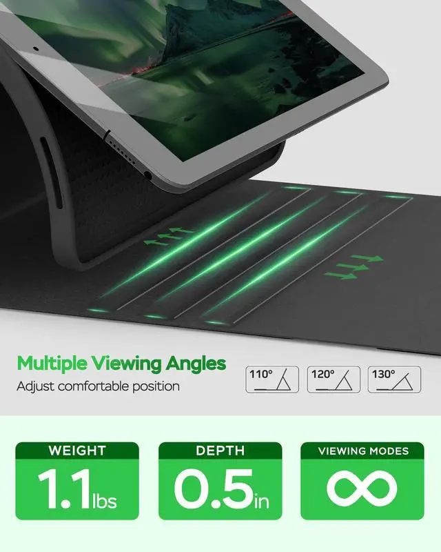 Alt view image 4 of 5 - Senyoson Folio Keyboard Case for iPad 9.7 inch 6th 2018, 5th 2017, Air 2 2014 Released, Magnetic Wireless Detachable Keyboard, 7-Color Backlight, Thin & Light, Pencil Holder (Black)